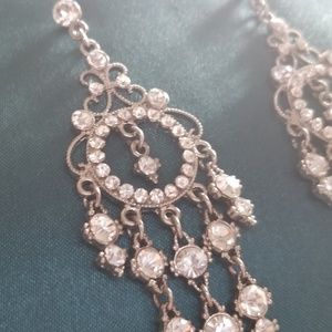 Dangling Earrings Sparkly Silver Tone